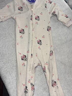Disney Cream and Pink Minnie Mouse Footed Pajamas